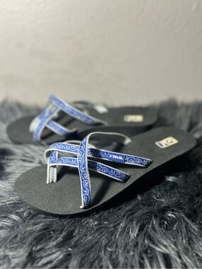 Teva Mush Mandlyn Wedge Ola 2 Blue Patterned Crisscross Strap Sandals Size 10